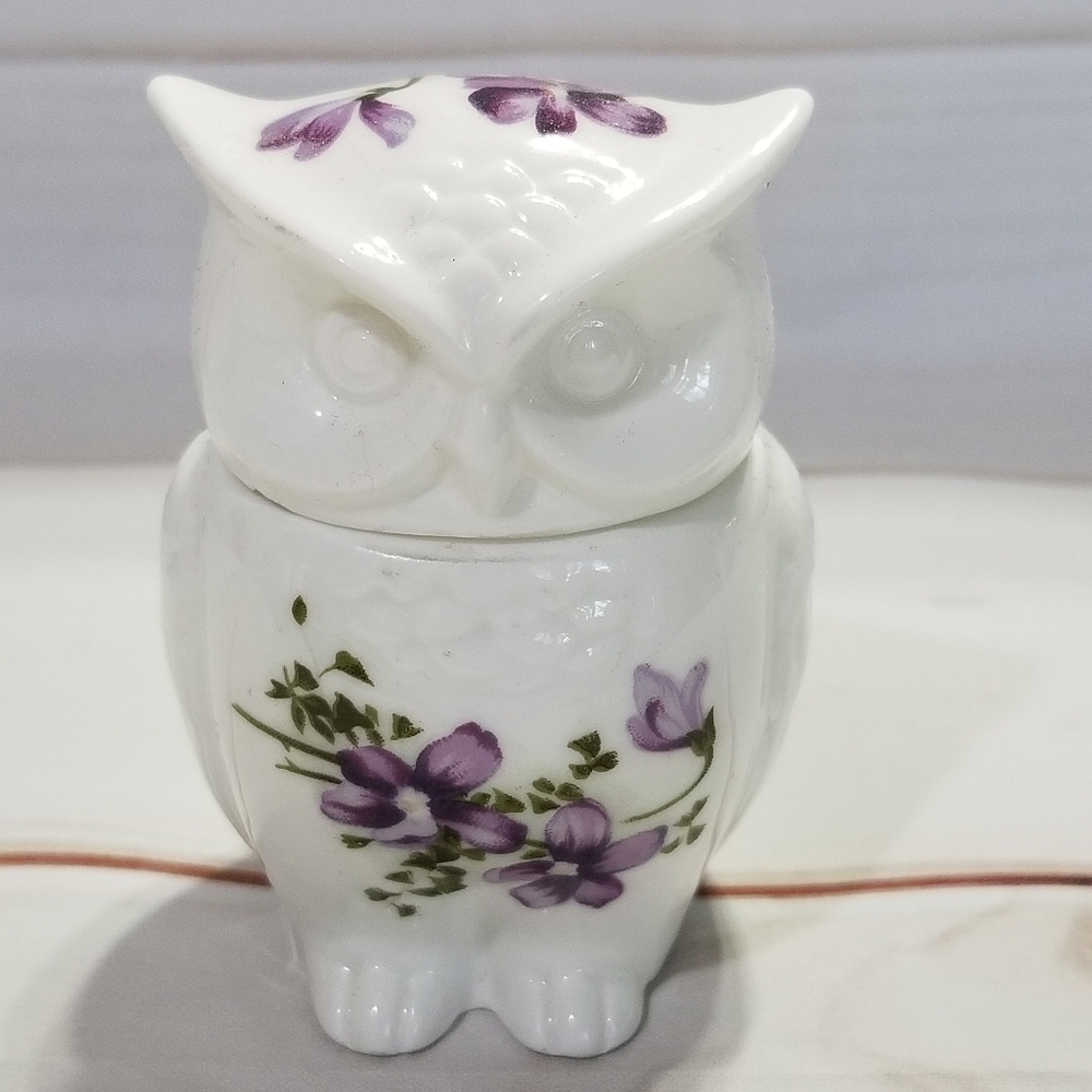 Vintage Bone China Porcelain Owl Trinket Holder